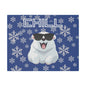 Chill, Polar Bear, Matte Canvas, Stretched 0.75", wall art, snowflakes - blue