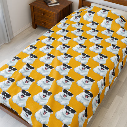 Polar Bear Velveteen Plush Blanket - Yellow