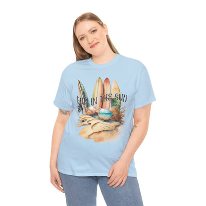 Fun in the Sun Unisex Heavy Cotton Tee, vacation, beach day, weekend getaway