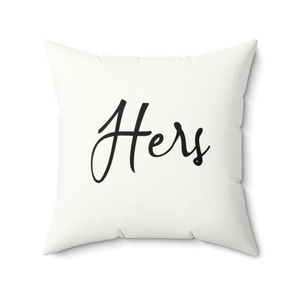 Mrs.' Faux Suede Pillow- vintage design, Wedding, Anniversary, ('Her' on back)