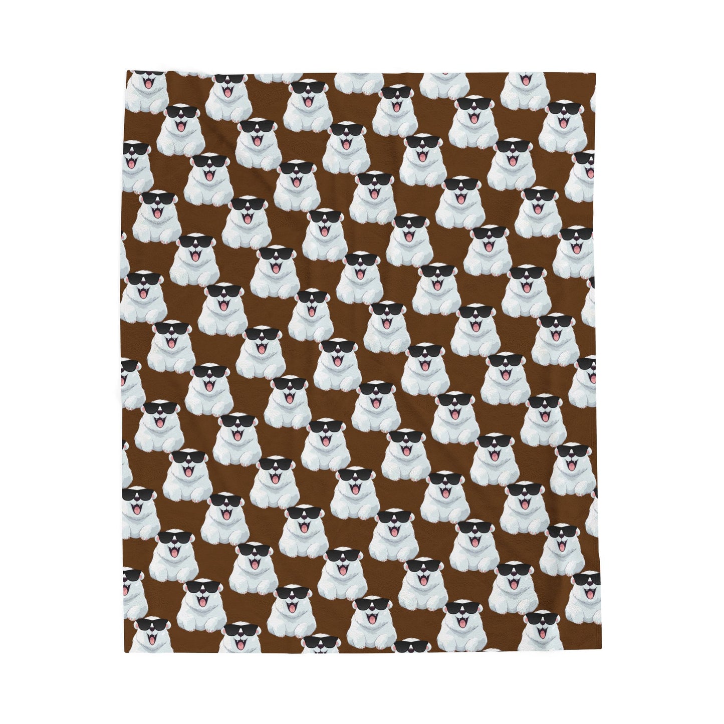 Polar Bear Velveteen Plush Blanket - Brown