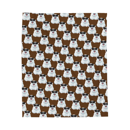 Polar Bear Velveteen Plush Blanket - Brown