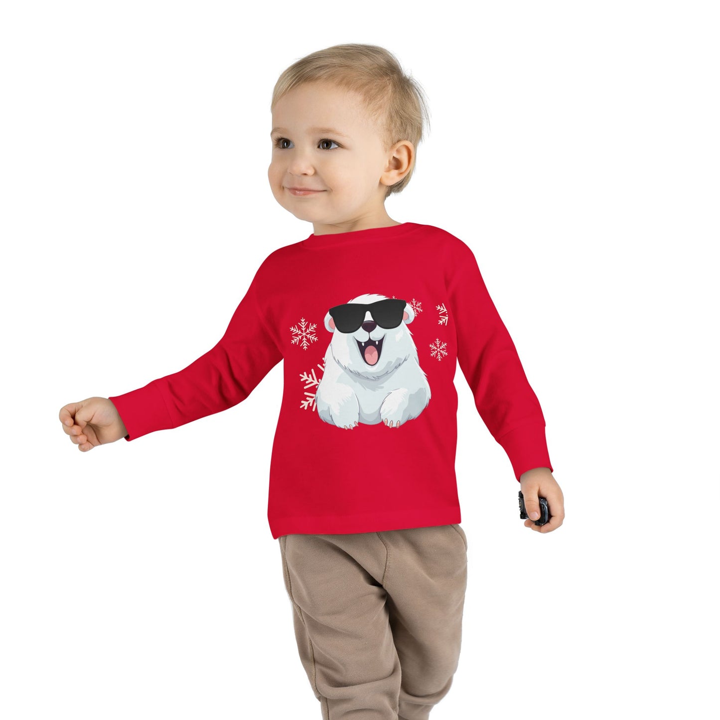 Cool Polar Bear Toddler Boy Long Sleeve Tee, Christmas, birthday