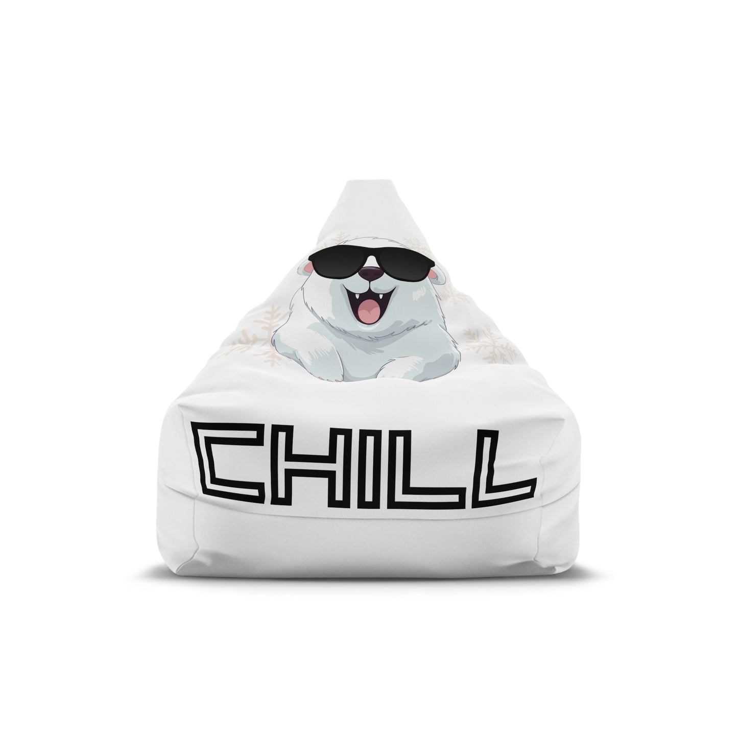 Chill w/ Polar Bear Bean Bag Chair Cover, White