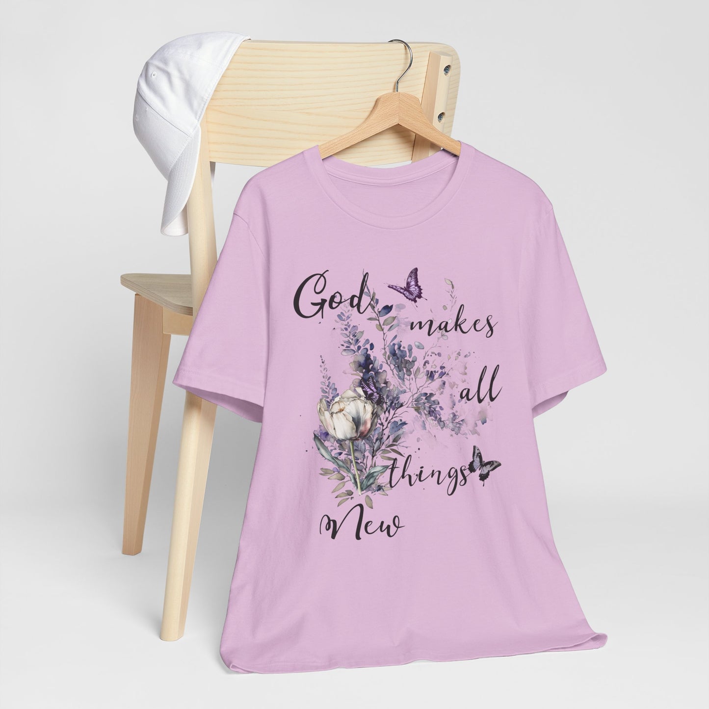 God Makes All Things New Flowers + Butterflies , Bella + Canvas, T-shirt, spring