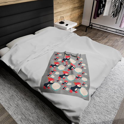 Snow Time Velveteen Plush Blanket - Light Gray