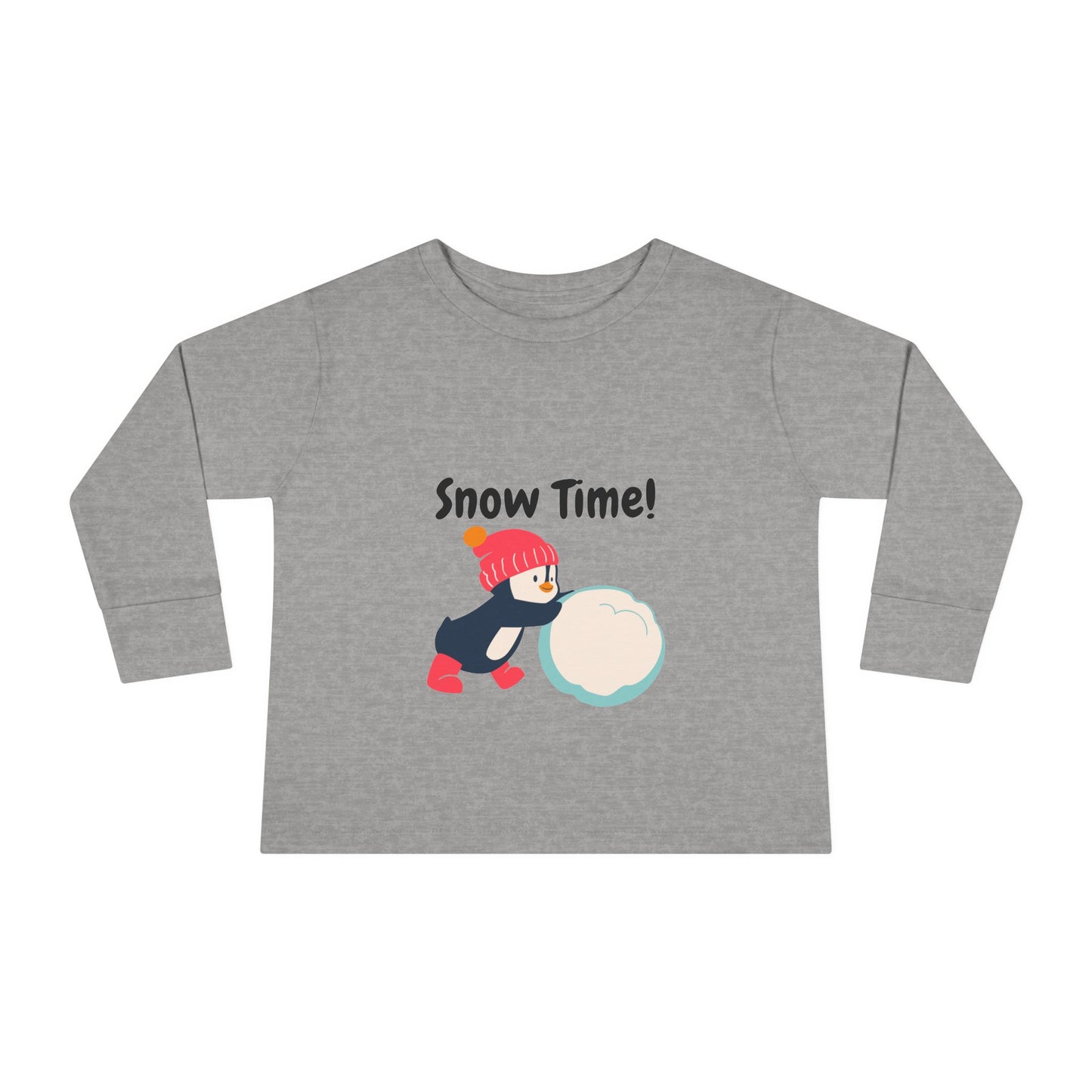 Snow Time Toddler Long Sleeve Tee, penguin, Christmas, birthday