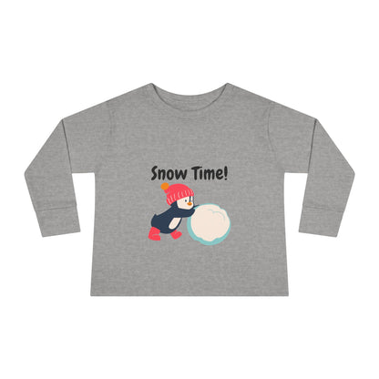 Snow Time Toddler Long Sleeve Tee, penguin, Christmas, birthday