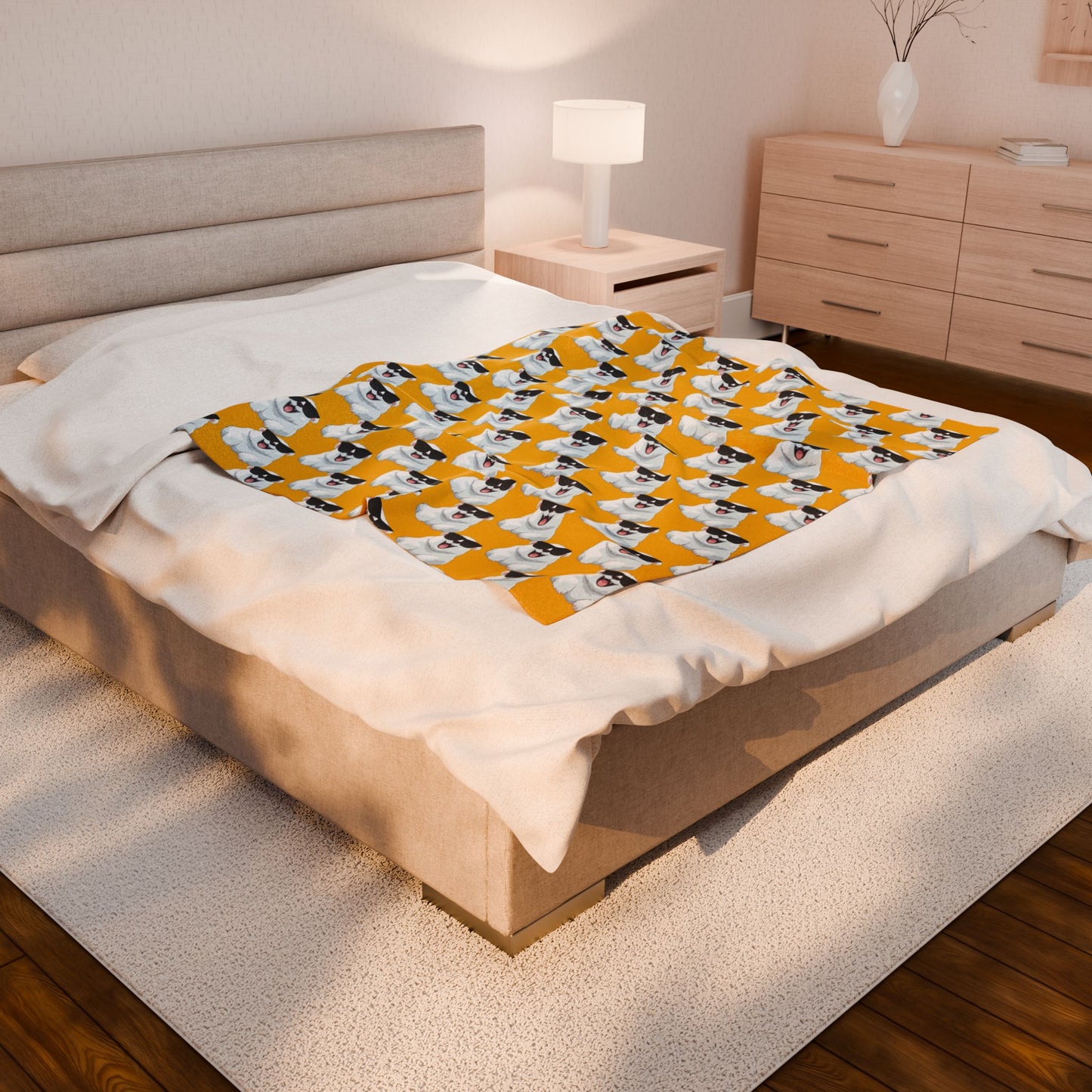 Polar Bear Velveteen Plush Blanket - Yellow