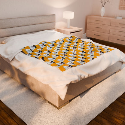 Polar Bear Velveteen Plush Blanket - Yellow