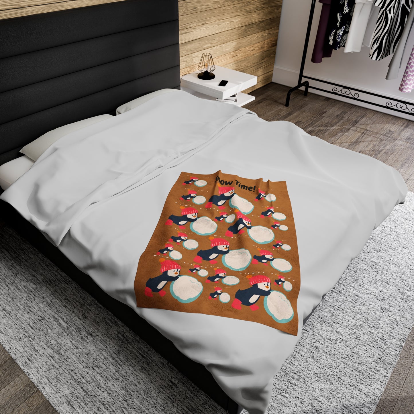 Snow Time Velveteen Plush Blanket - Light brown