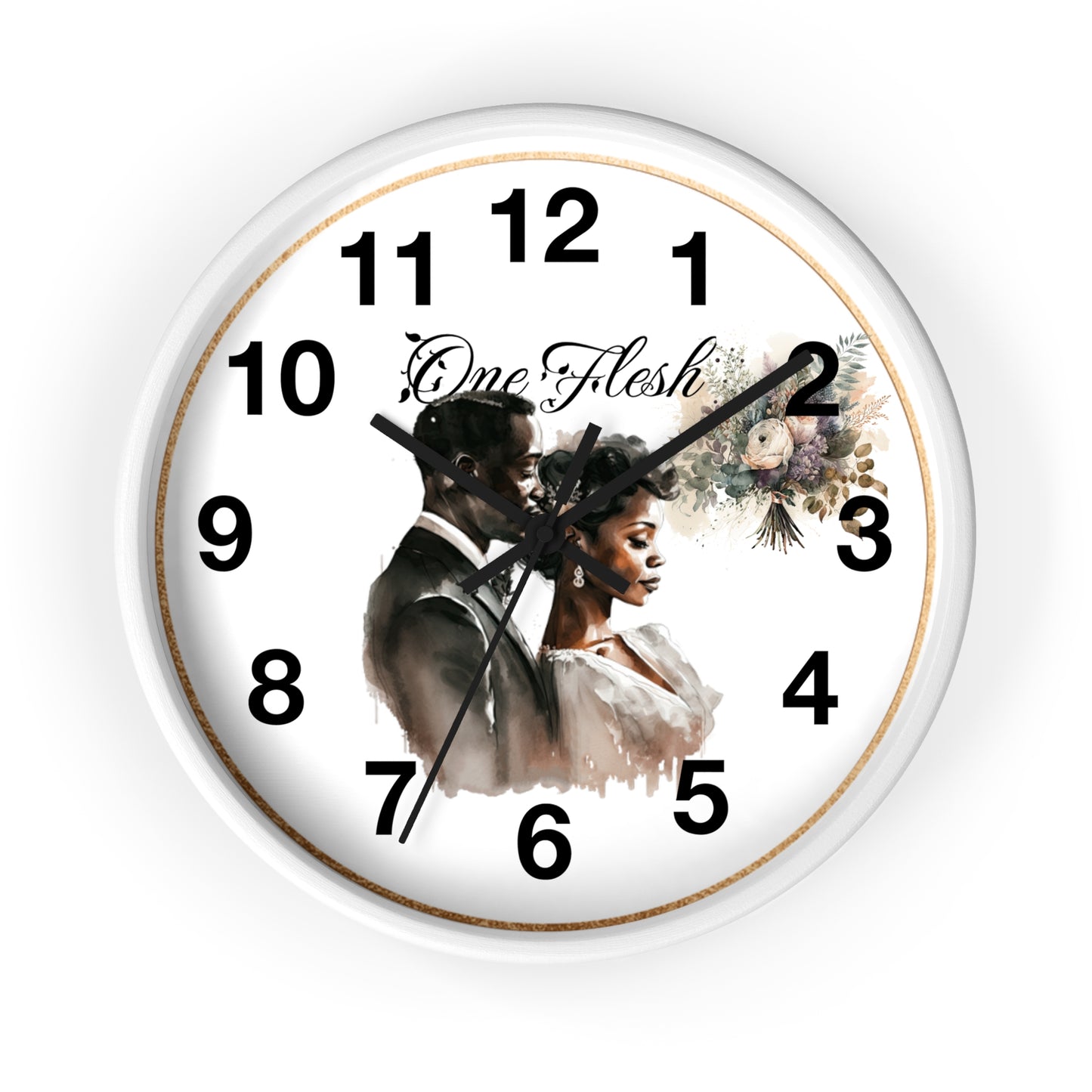 One Flesh Wall Clock, Christian, housewarming, afroamerican, new couple, wedding