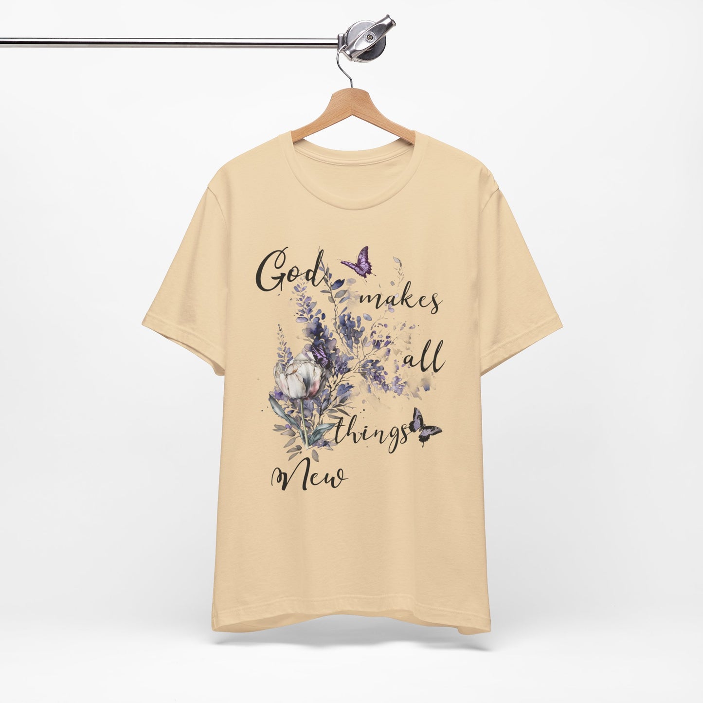 God Makes All Things New Flowers + Butterflies , Bella + Canvas, T-shirt, spring