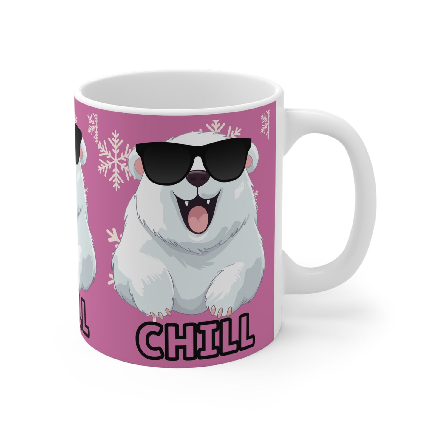 Chill Polar Bear, Mug 11oz, light pink, coffee, tea, hot chocolate