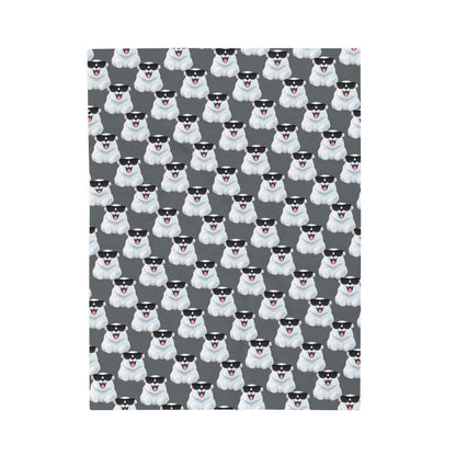 Polar Bear Velveteen Plush Blanket - Dark Gray