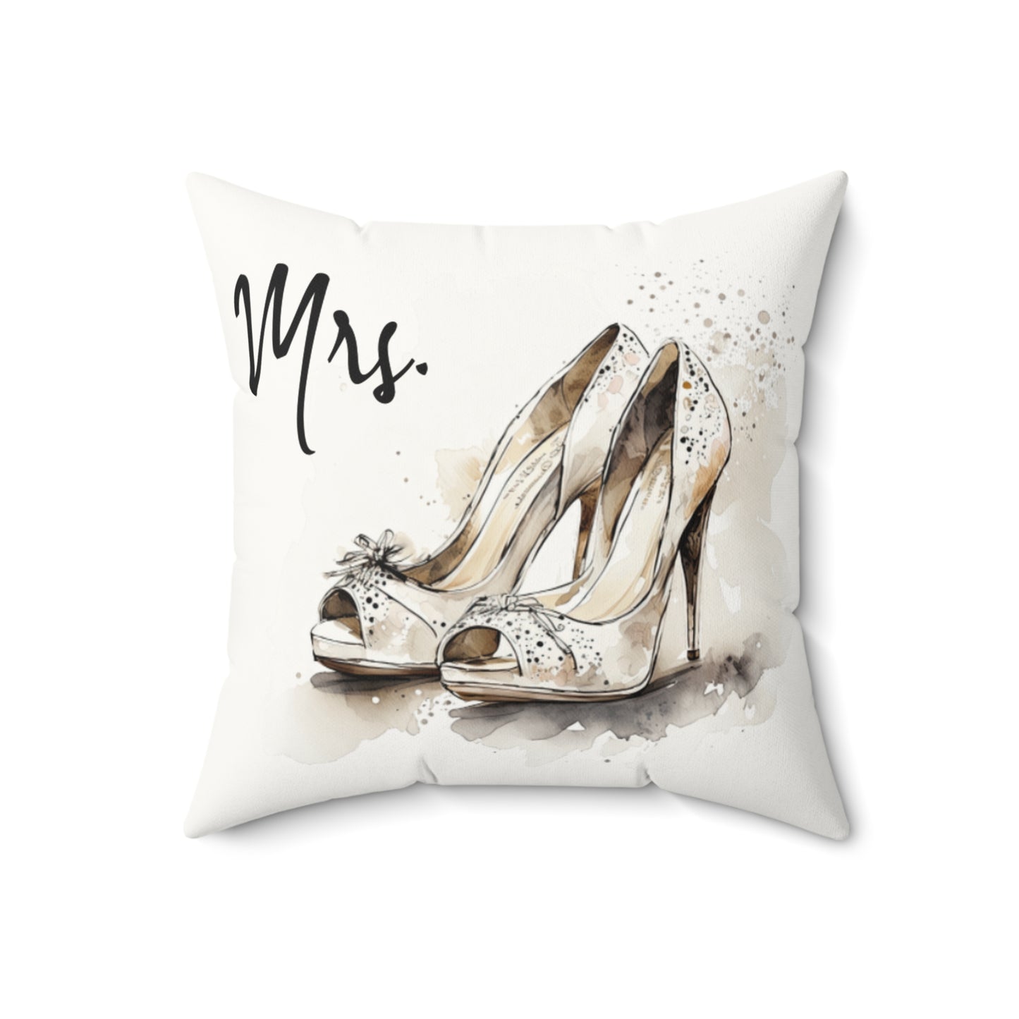 Mrs.' Faux Suede Pillow- vintage design, Wedding, Anniversary, ('Her' on back)