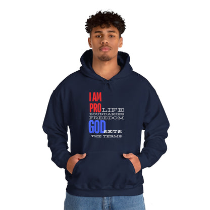 I AM PRO GOD, Unisex Heavy Blend™ Hooded Sweatshirt, life, boundaries, freedom