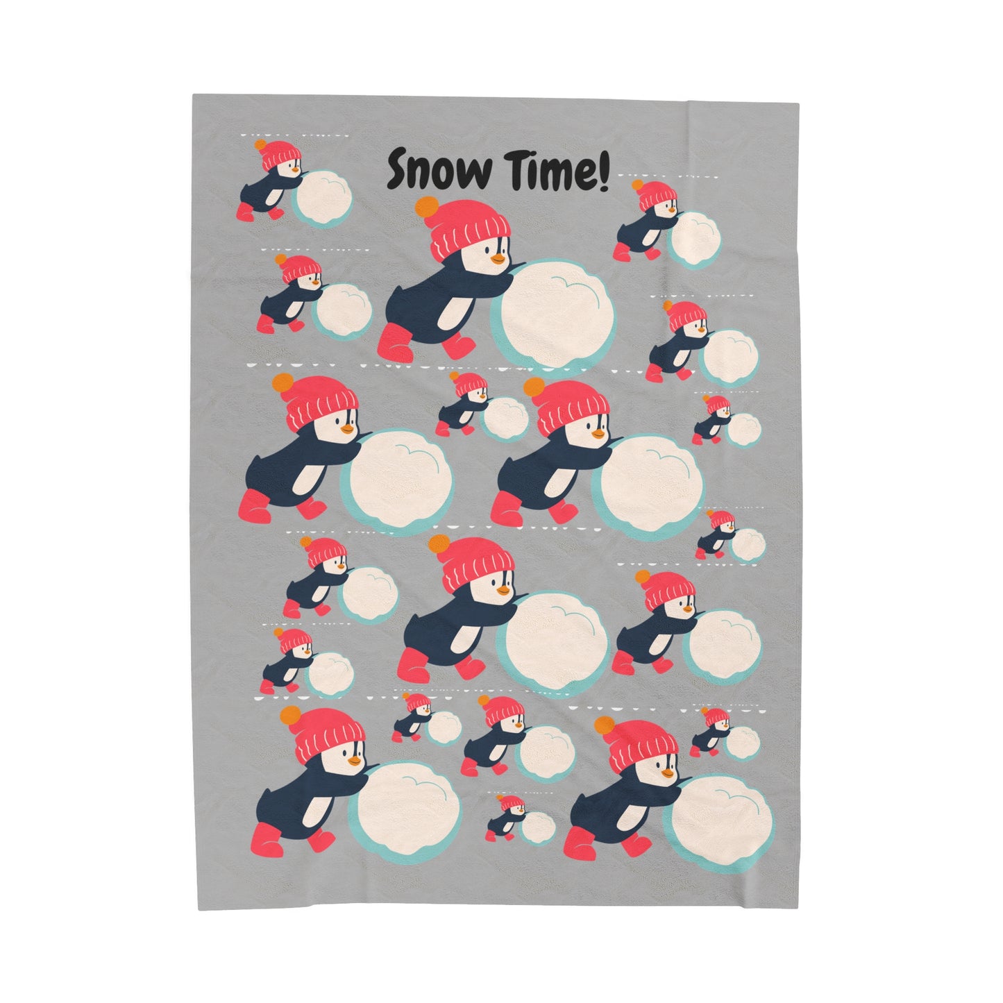 Snow Time Velveteen Plush Blanket - Light Gray