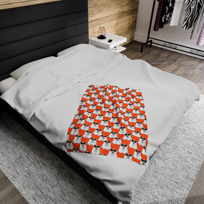 Polar Bear Velveteen Plush Blanket - Orange