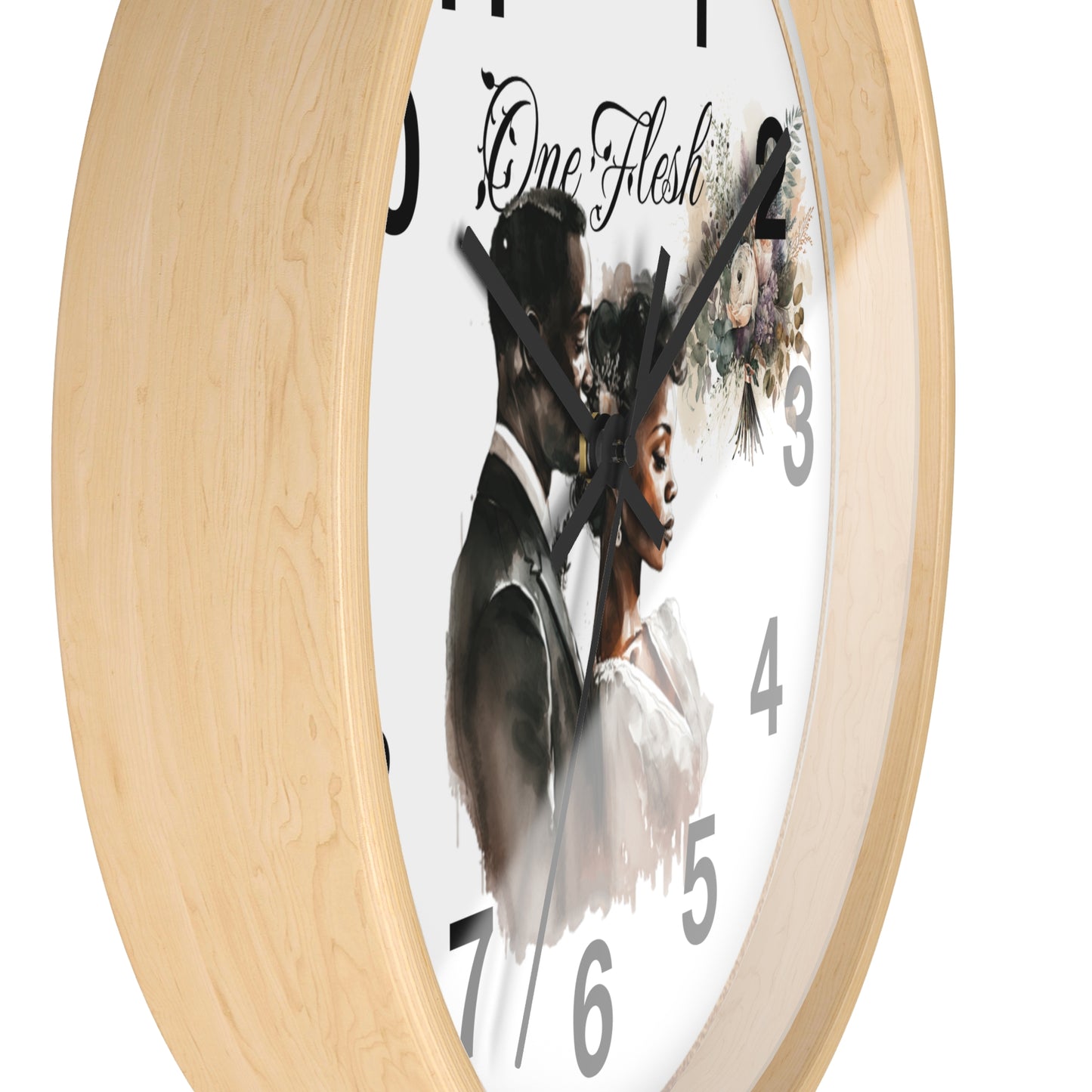 One Flesh Wall Clock, Christian, housewarming, afroamerican, new couple, wedding