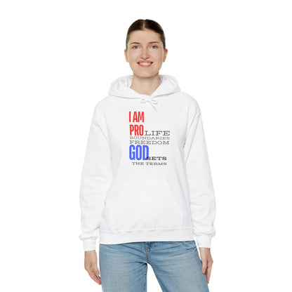 I AM PRO GOD, Unisex Heavy Blend™ Hooded Sweatshirt, life, boundaries, freedom