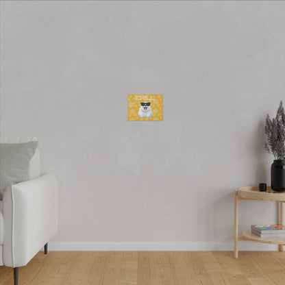 Chill, Polar Bear, Matte Canvas, Stretched 0.75", wall art, snowflakes - yellow