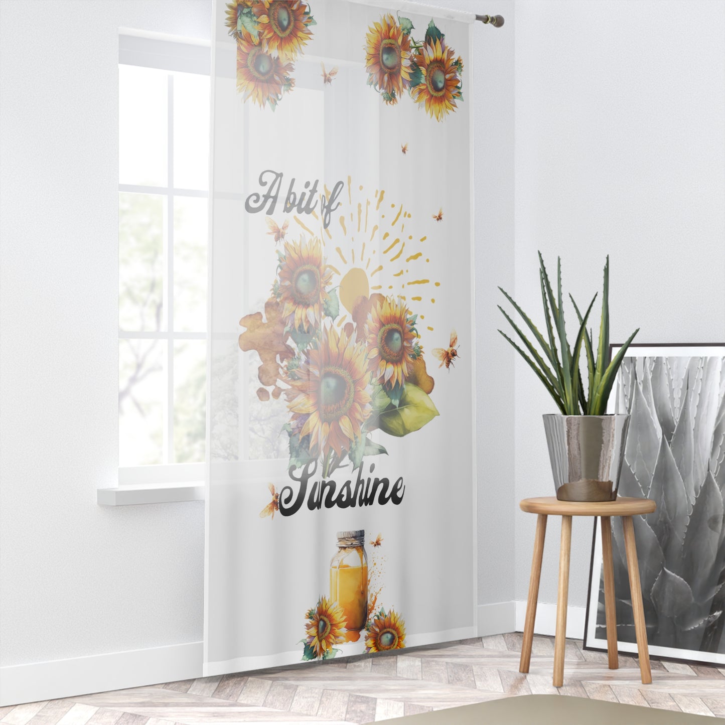 A Bit Of Sunshine Window Curtain, Sheer White