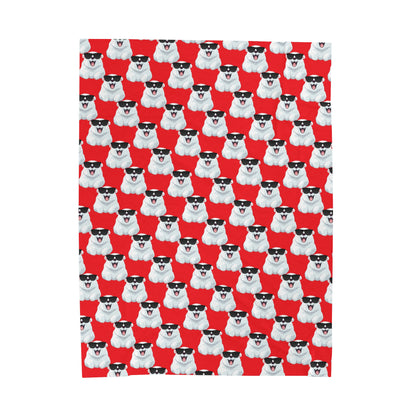 Polar Bear Velveteen Plush Blanket - Red