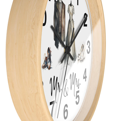 Mr & Mrs Wall Clock, vintage design, new couple, anniversary, housewarming gift