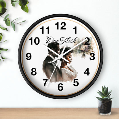 One Flesh Wall Clock, Christian, housewarming, afroamerican, new couple, wedding