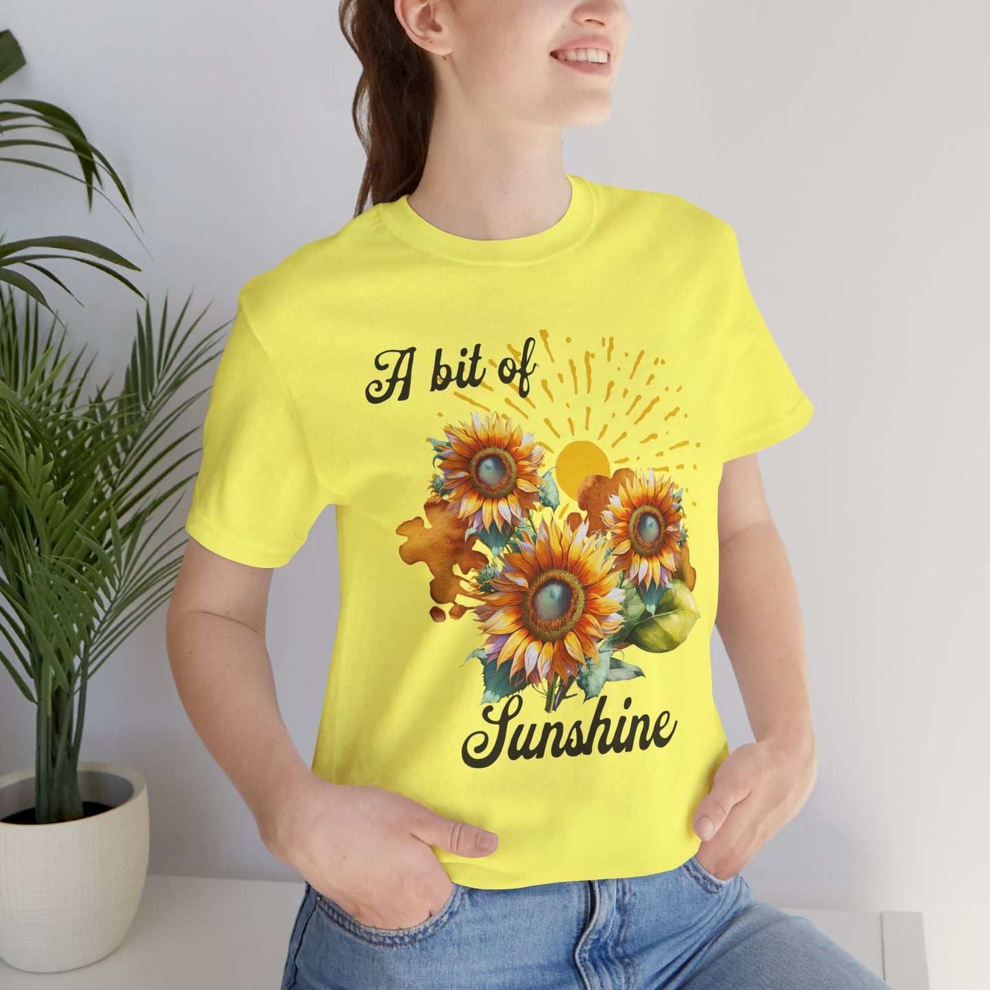 A Bit Of Sunshine Sunflower T-shirt, Bella + Canvas, spring, summer