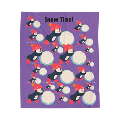 Snow Time Velveteen Plush Blanket - Light purple
