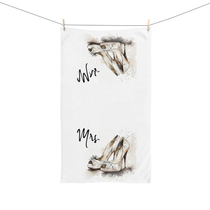 Mrs. Hand Towel, new couple, vintage housewarming gift, wedding, shoes