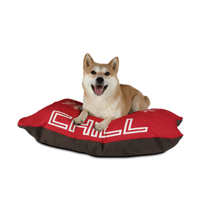 Chill with Polar Bear Pet Bed, Dark Red