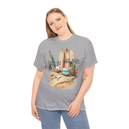 Fun in the Sun Unisex Heavy Cotton Tee, vacation, beach day, weekend getaway