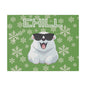 Chill, Polar Bear, Matte Canvas, Stretched 0.75", wall art, snowflakes - green