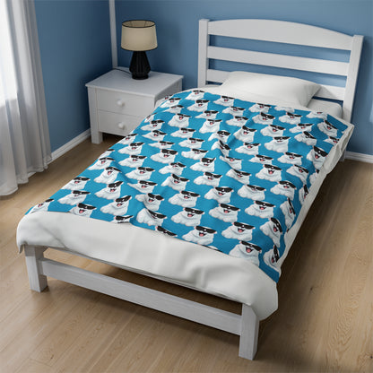 Polar Bear Velveteen Plush Blanket - Turquoise
