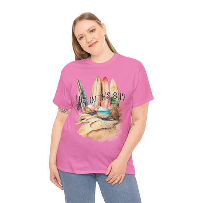 Fun in the Sun Unisex Heavy Cotton Tee, vacation, beach day, weekend getaway