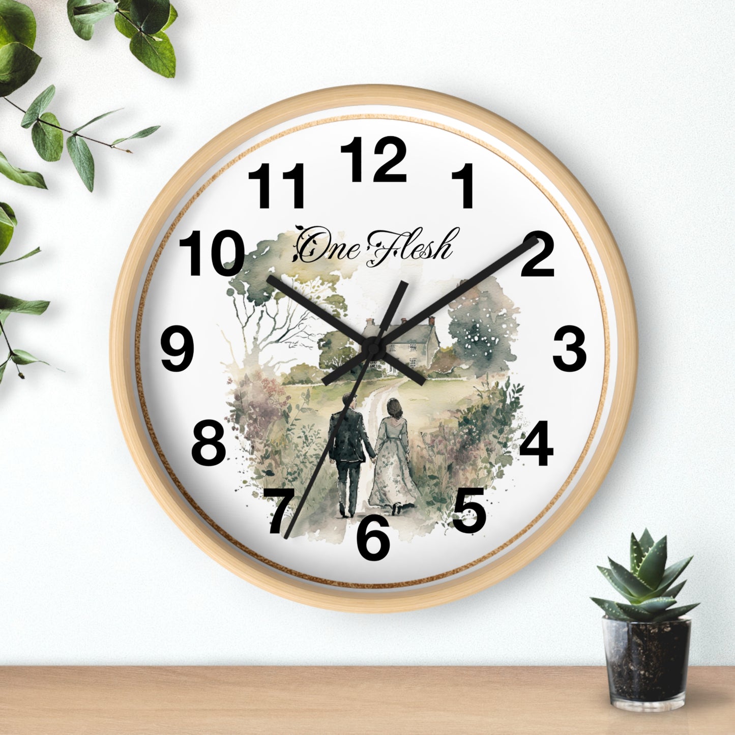 One Flesh Wall Clock, Christian, housewarming, new couple, vintage, wedding,