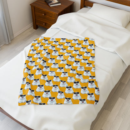 Polar Bear Velveteen Plush Blanket - Yellow