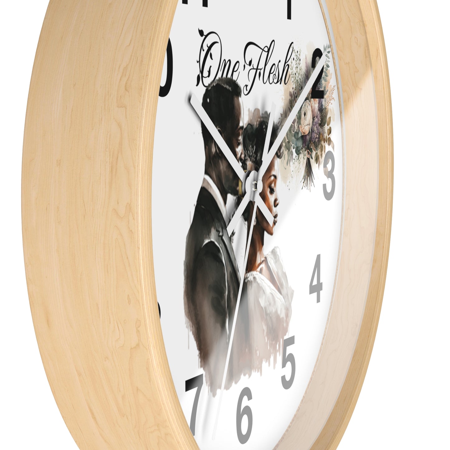 One Flesh Wall Clock, Christian, housewarming, afroamerican, new couple, wedding