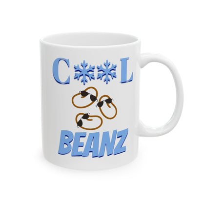 Cool Beanz coffee mug, fun, humorous gift, birthday - white