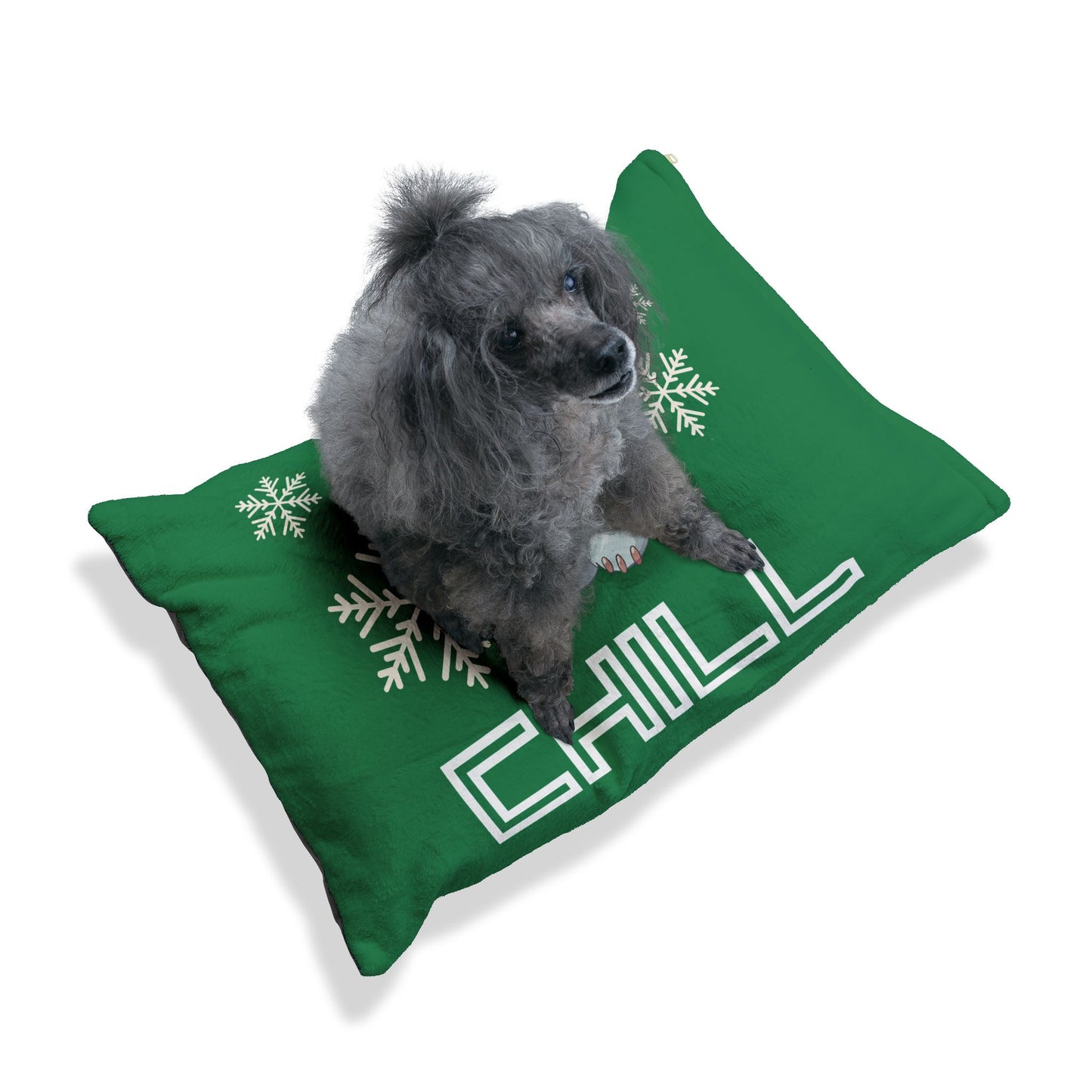 Chill with Polar Bear Pet Bed, Dark Green