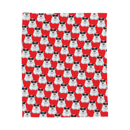 Polar Bear Velveteen Plush Blanket - Red