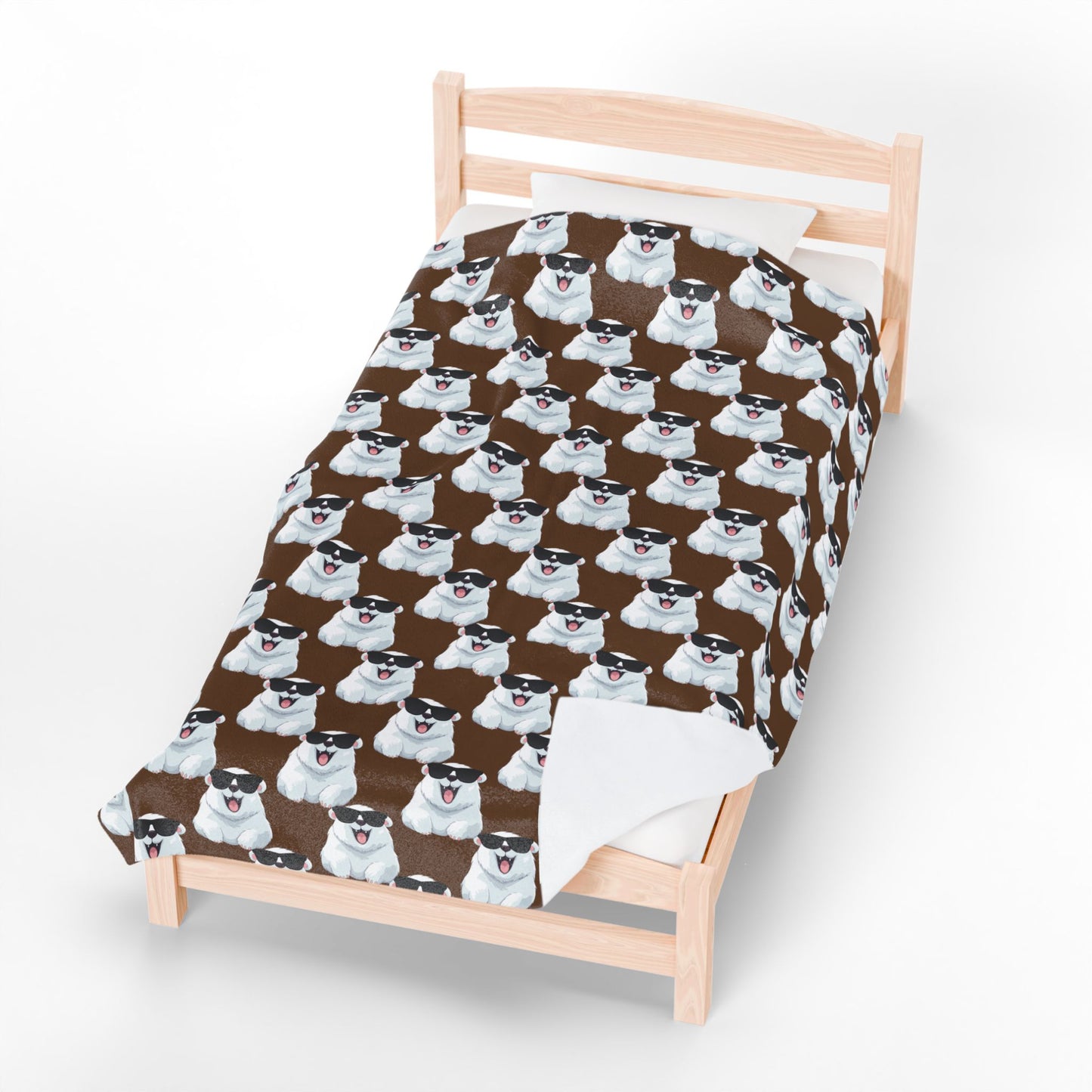 Polar Bear Velveteen Plush Blanket - Brown