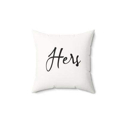 Mrs.' Faux Suede Pillow- vintage design, Wedding, Anniversary, ('Her' on back)