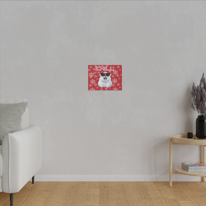 Chill, Polar Bear, Matte Canvas, Stretched 0.75", wall art, snowflakes - red