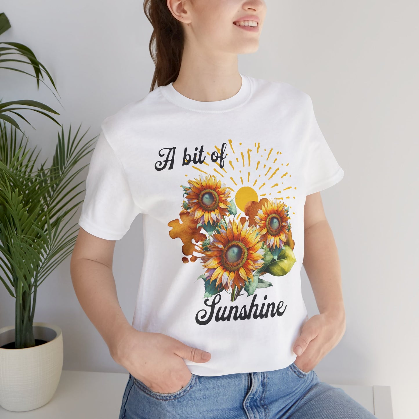 A Bit Of Sunshine Sunflower T-shirt, Bella + Canvas, spring, summer