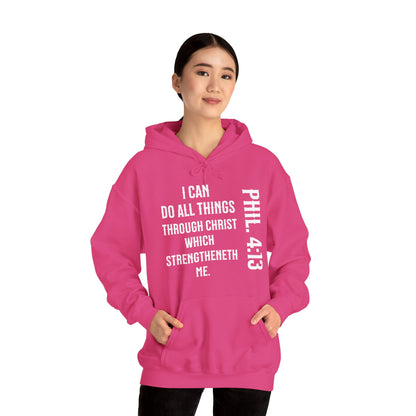 All Things Through Christ Philippians 4:13 Unisex Heavy Blend™ Hooded Sweatshirt