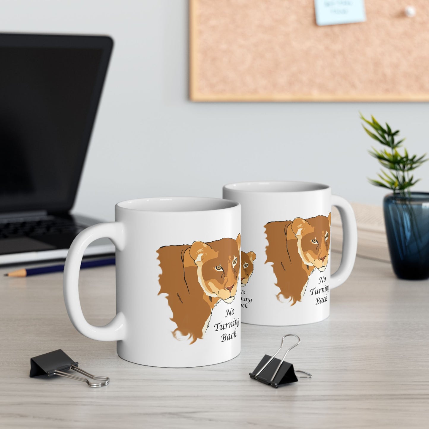 No Turning Back lioness Ceramic Mug, 11oz and 15oz, cat lover, encouragement, faith gift